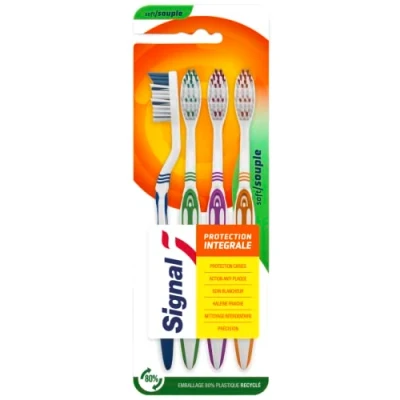 Imagen de Signal Cepillo de dientes protección integral 100% reciclable fabricado con 80% plástico reciclado Suave (juego 4 cepillos dientes)