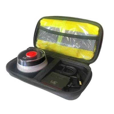 Imagen de Kit de Seguridad con Funda doble + Chaleco reflectante Cable alimentación Baliza WE Luz emergencia V16