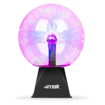 Imagen de MAX PLB20 Bola de plasma decorativa. Lampara mágica táctil con efecto fascinante relámpagos que llegan hasta la punta los dedos al tocarlos Vidrio extra grueso