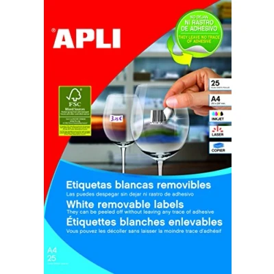 Imagen de APLI 10197 Etiquetas blancas removibles 17,8 x 10,0 mm 25 hojas