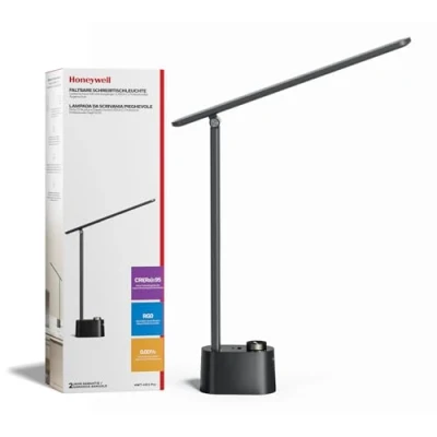 Imagen de Honeywell Lámpara de escritorio LED H01 Pro Sunturalux™ plegable con puerto carga USB A+C, regulable en 3 modos color, para la oficina casa (oscuro)