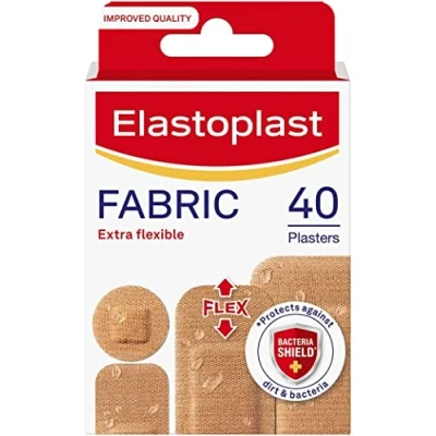 Imagen de Elastoplast Tiras de yeso tela extra flexibles (40 piezas), tiritas flexibles, transpirables, grandes repelentes al agua, fuerte adherencia, color
