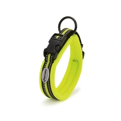 Imagen de Record Collar Perro Andes Fabricado en Nylon Resistente Detalles Reflectantes Clip de Cierre plástico Color Amarillo Talla L 2 cm Circunferencia 45 50
