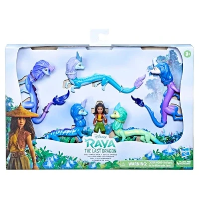 Imagen de Disney Princess Raya and The Last Dragon Sisu Family Pack, incluye 5 juguetes de dragón y muñeca Raya, para niños 3 años en adelante