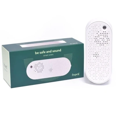 Imagen de frient Smart Siren Alarma de Seguridad Inteligente Protección contra robos Batería Emergencia Extensor Alcance para Zigbee Funciona con SmartThings, Home Assistant y Homey
