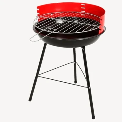 Imagen de Acomoda Textil Barbacoa de Carbon con Parrilla Redonda y Estructura Acero, Ligera Portatil. Asador 33x56 cm Ideal para Jardin, Camping o Terraza Facil Limpieza.