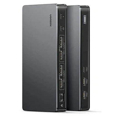 Imagen de UGREEN Revodok Pro 209 Docking Station USB C 9 En 1 Doble Pantalla 4K60Hz DisplayLink Hub 2 HDMI DisplayPort PD 100W 10Gbps A Gigabit Ethernet Compatible con MacBook Air M1 M2