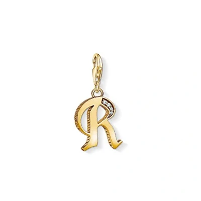 Imagen de Thomas Sabo Colgante de Mujer, Plata Ley 925 con Circonitas Blancas, Dorado, 6 cm, Letra R