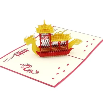 Imagen de Medigy 3d Pop Up Cartes de vœux vierges pour la plupart des Occastions (Dragon Boat) Black Boat