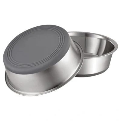 Imagen de PEGGY11 Cuencos de Acero Inoxidable para Perros y Gatos, Antideslizantes, Parte Inferior Goma, Grado Alimenticio, Sin BPA, Aptos Lavavajillas, Fáciles Limpiar, 2,7L, 2 Paquetes