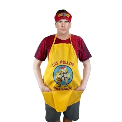 Imagen de ANGIEHAIE Pollos Hermanos Juego de delantal con diseño polilla Heisenberg Breaking Bad, Amarillo, talla única