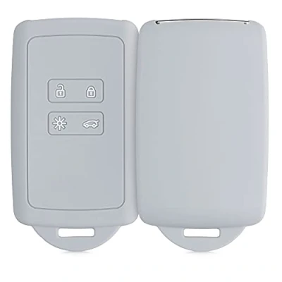 Imagen de kwmobile Funda de Silicona Compatible con Renault Llave Coche Smart Key 4 Botones (Solo Keyless Go) Carcasa Protectora para Llavero Case Mando Auto Gris Claro
