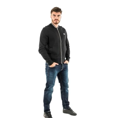 Imagen de Fred Perry ZIP Through Sudadera con cremallera, Hombre, Talla: Large, Black