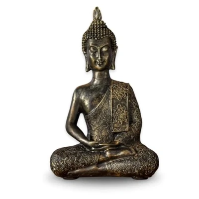 Imagen de Zen&#039;Light Estatua de Buda tailandesa Estatuilla Decorativa Zen y Feng Shui aporta un Ambiente calmante Relajante a tu Interior la Suerte Color Bronce, Altura: 21 cm