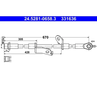 Imagen de ATE 24.5281 0658.3 Latiguillos de Freno 670 M10x1