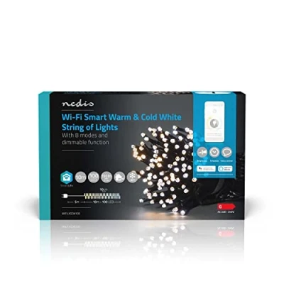Imagen de NEDIS SmartLife LED decorativo Cuerda Blanco cálido a frío 100 Interior y exterior 7 patrones de movimiento 10 m Android/IOS