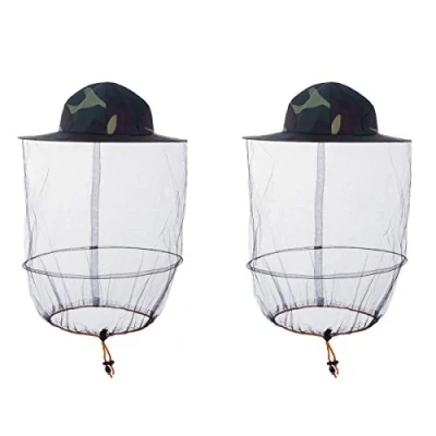 Imagen de HunterBee Paquete de 2 Sombreros Velo Abeja, Sombrero Redondo Apicultura con Mosquitos, Gorra Pesca Nocturna