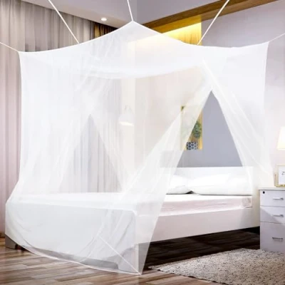 Imagen de Sekey Mosquitera para Cama Doble con Kit de colocación, Cortina, Protección Repelente contra Insectos, Malla antinsectos rápida y fácil instalación, Blanco (220x200x200cm Aberturas Dobles)