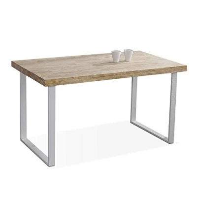 Imagen de Adec Group duehome Natural, Mesa Fija de Comedor, Salon o Cocina, Color Roble Salvaje y Blanco, Medidas: 140 cm (Largo) x 80 (Ancho) 76,5 (Alto)