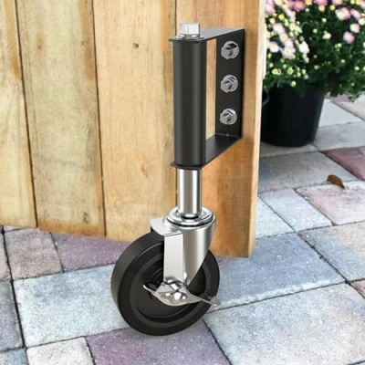 Imagen de HOLKIE rueda de puerta resistente 100 mm con muelle para giratoria portón madera y valla capacidad kg (Negra)