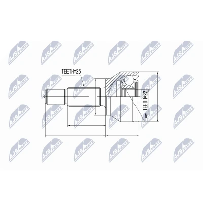 Imagen de NTY NPZ FR 025 Junta Homocinética Caja de cambios manual Eje delantero, izquierda, derecha FORD: FIESTA 5
