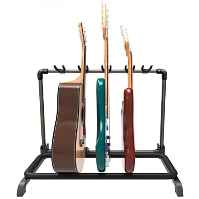 Imagen de GUITTO soporte para múltiples guitarras, plegable, universal, portátil guitarra, escenario, bajo, guitarra acústica, 5 soportes GGS 07