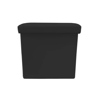Imagen de Nyana Puff Ottoman Cuadrado Polipiel Plegable 38x38x38cm Home Gran Almacenaje Estilo Otomano Resistente (Negro)