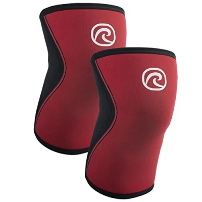 Imagen de Rehband rodillera vendaje fuerza sport, para Cross Fit &amp; entrenamiento pesado fabricada en neopreno de 5 mm, unisex, Color:Rojo 1 Par, Talla:L