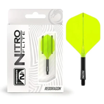 Imagen de RED DRAGON Dardos Nitro Flite Integrated Flight &amp; Shaft System No.2 Forma y diseño Color negro amarillo, longitud intermedia