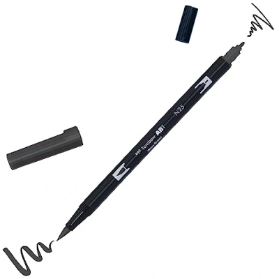 Imagen de Tombow DUAL BRUSH N25 Rotulador doble punta pincel, Color negro