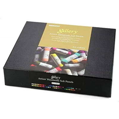 Imagen de Mungyo MPHM 60 Gallery Artists&#039; Handmade Soft Pastels, set de crayones pastel enrollados a mano calidad artística, textura suave