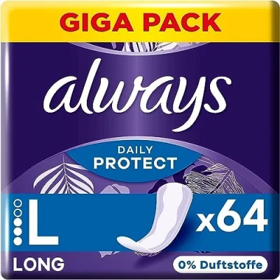 Imagen de Always Daily Protect Salvaslips para mujer (64 compresas), sin fragancia