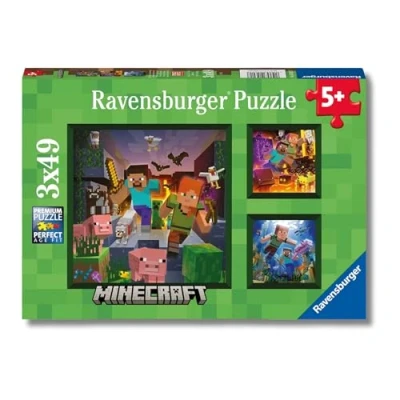 Imagen de Ravensburger Puzzle: Minecraft, Puzzle 5 Años o Más, Puzzles Niños Años, Rompecabezas Niños, Puzzle, Regalo Niño Jigsaw, 3 x 49pcs, 21x21cm