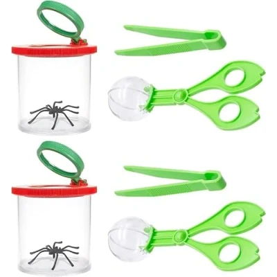 Imagen de AMJKEJI Juego de Lupas para Niños, 2 Caja con Lupa Insectos, Bote Insectos Lupa, Pinzas, Atrapa Kit Explorador Niños Ciencia y Naturaleza, Exploración