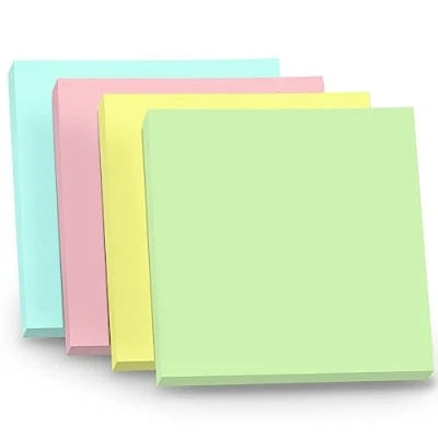Imagen de WAYTEX Lote de 400 notas adhesivas reposicionables (4 bloques 100 unidades, 75 x mm, 4 colores, color pastel