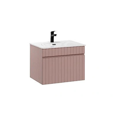 Imagen de Mueble de Lavabo 60 cm Iconic Rose, Colgante, encimera o Incluido, Color Rosa Mate (con Lavabo)