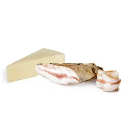 Imagen de Mix Ahorro Tradición Romana Salumi Pasini® Productos tradicionales italianos Guanciale trancio sottovuoto 250g, Carrilera de cerdo 250g Queso Pecorino Romano DOP