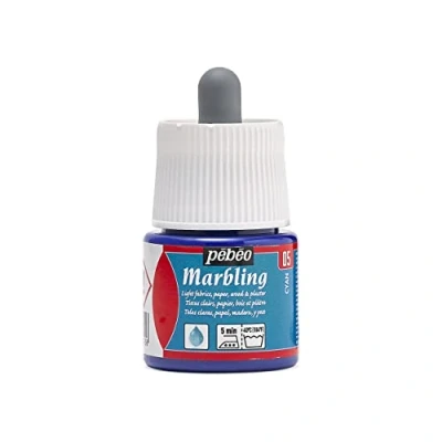 Imagen de Pébéo Botella Marmoleado 45ml Cian Pintura Efecto Acabado Brillante en Superficies Ligeras y Porosas