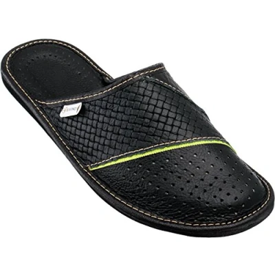 Imagen de ESTRO Zapatillas De Casa Hombre Pantuflas Piel Genuina M66 (Negro, 42 EU)
