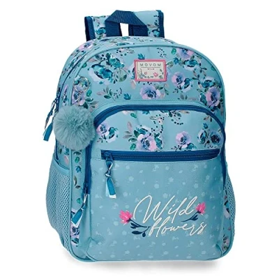 Imagen de Movom Wild flowers Mochila Escolar Azul 30x38x12 cms Poliéster 13,68L