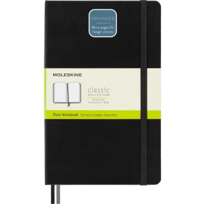 Imagen de Moleskine Classic Expanded Plain Paper Notebook Hard Cover and Elastic Closure Journal Color Black Size Large 13 x 21 A5 400 Pages