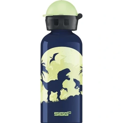 Imagen de SIGG Glow Moon Dinos cantimplora infantil (0.4 L), botella para niños sin sustancias nocivas y con tapa hermética, ligera de aluminio