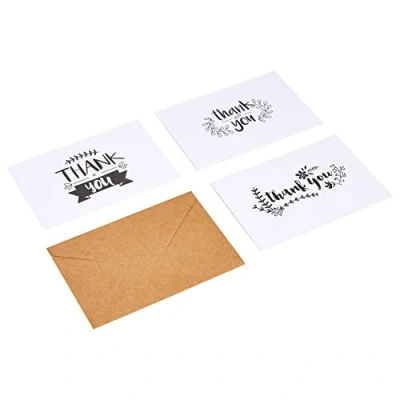 Imagen de Amazon Basics Tarjetas de agradecimiento, 48 Unidad, Negro/Blanco