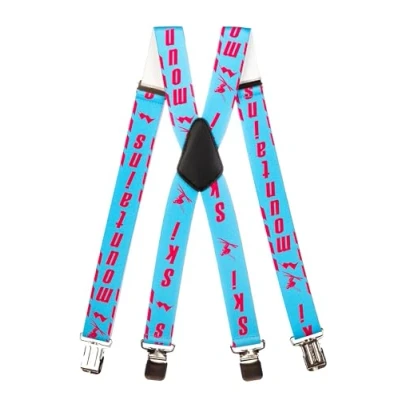 Imagen de Olata Tirantes Para Mono de Esquí Finos Ajustables (Azul/Rosa) 4 cm Adulto. X Forma