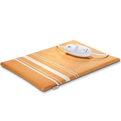 Imagen de Beurer HK35 Almohadilla eléctrica térmica con funda, calentamiento ultrarápido, función apagado automático 90 minutos, PVC, funda lavable, 3 potencias, display iluminado, 40 x 30 cm, Naranja
