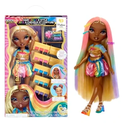 Imagen de Rainbow HIGH Muñeca Hair Chalk &amp; Style Meline Gold de 28 cm, Tiza Lavable para el Pelo, Colorea, Peina, Juega, Aclara y Repite, Niños 4 a 12 Años o Más