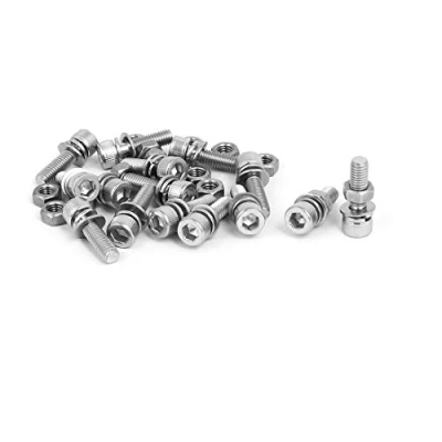 Imagen de sourcing map M5 x 18mm de acero inoxidable 304 Tornillos Allen tuercas arandelas w 15 conjuntos