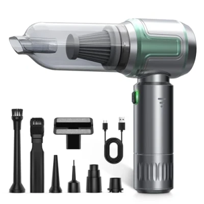 Imagen de Tidy Cats Aspirador De Mano, 16000PA Coche Potente, 3 en 1 Mini Aspiradora Mano Sin Cable con 2 Filtro, Portátil para Coche, Hogar, Oficina, Verde