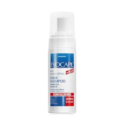 Imagen de Evocapil Plus Champú en Espuma con Biotina, Pantenol, Aceite de Argán, Ginseng Fortalece el Cabello, Previene la Caída, Mejora Salud Capilar perfecto para pieles sensibles.