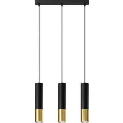 Imagen de SOLLUX lighting Loopez 3P Spotlight Lampada Da Soffitto A Sospensione, Paralume Cilindrico + Combinazione Di 2 Metalli, Lampadina GU10 Sostituibile, 3